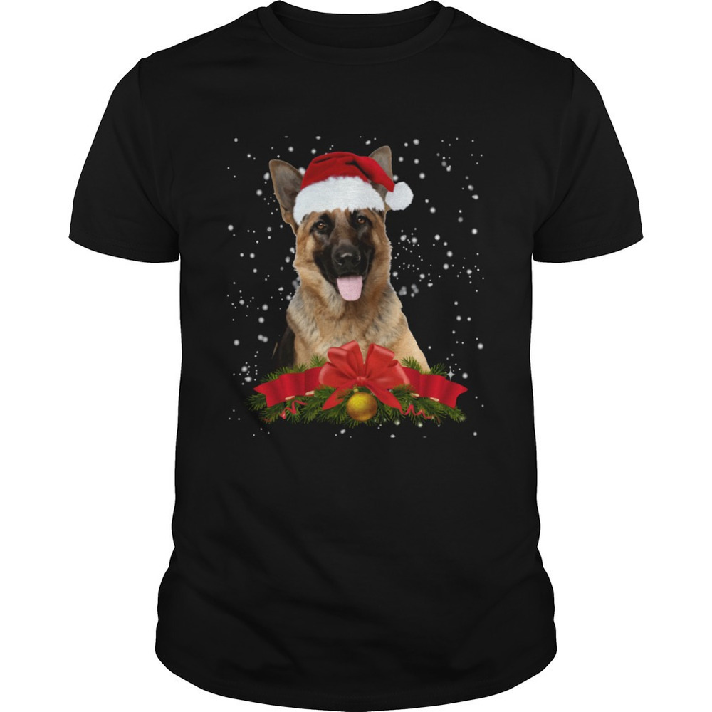 German Shepherd In Christmas Hat Funny Xmas Shirt